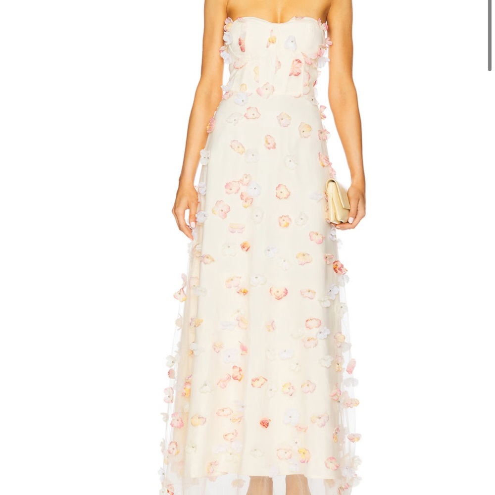 Elliatt Strapless Floral Dress - Cream and Pink